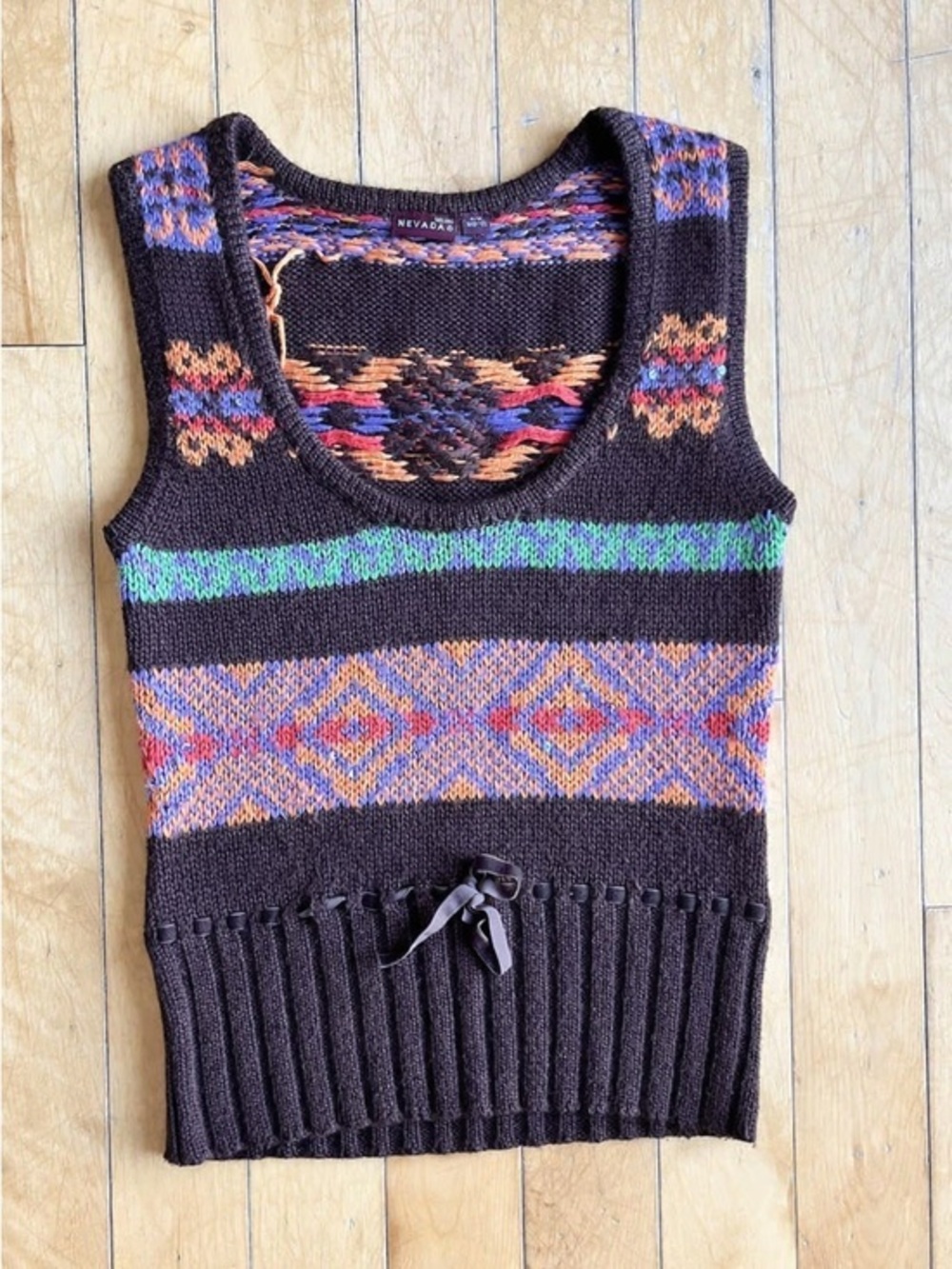 Nevada Y2K Multicolor Knit Sleeveless Vest Size Medium